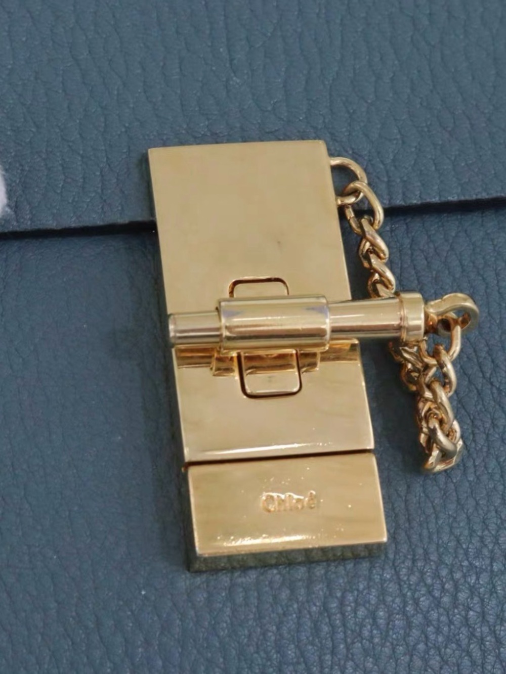 🚩steal Chloe Blue Leather Shoulder Bag with Gold Hardware - Picture 5 of 9